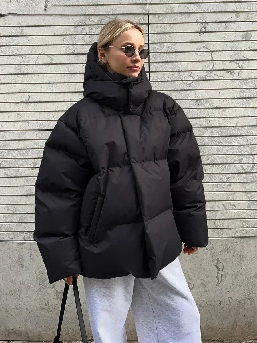 Chaqueta Acolchada de Corte Oversize con Bolsillos para Mujer | Ideal para Otoño e Invierno