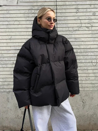 Chaqueta Acolchada de Corte Oversize con Bolsillos para Mujer | Ideal para Otoño e Invierno