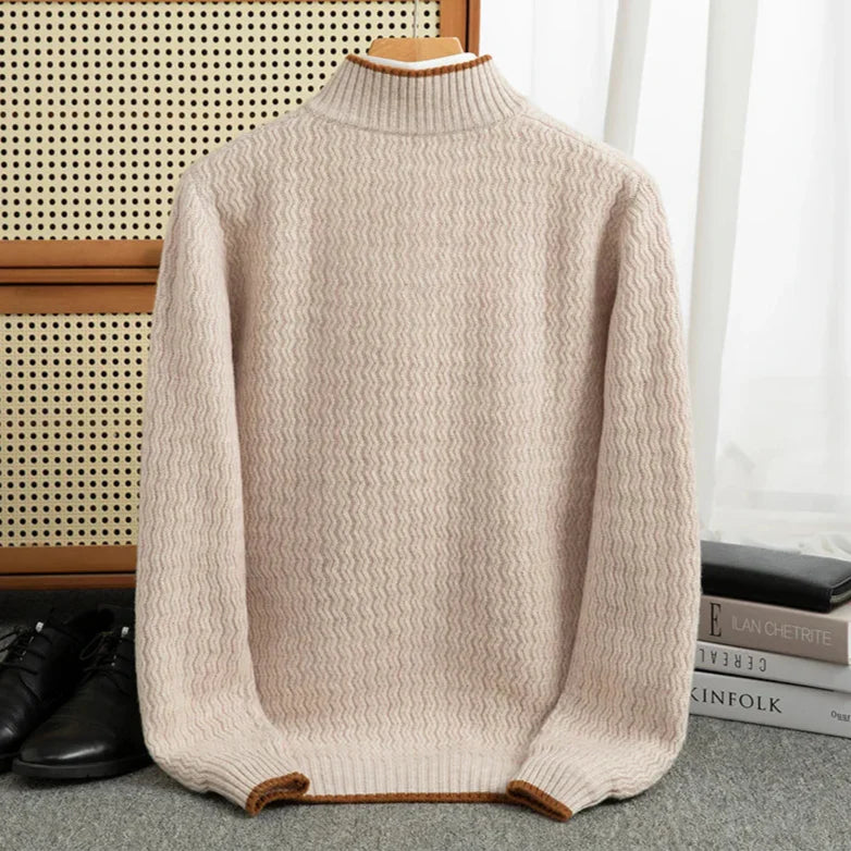Jersey con Media Cremallera y Textura Acanalada en Zigzag para Hombre | Ideal para Entretiempo