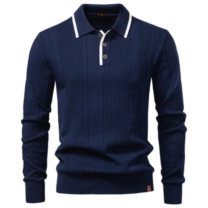 Polo de Manga Larga con Textura Acanalada para Hombre | Ideal para Uso Diario
