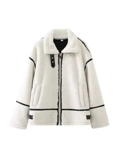 Chaqueta con Diseño de Bloques de Color y Cuello Alto para Mujer | Ideal para Uso Diario
