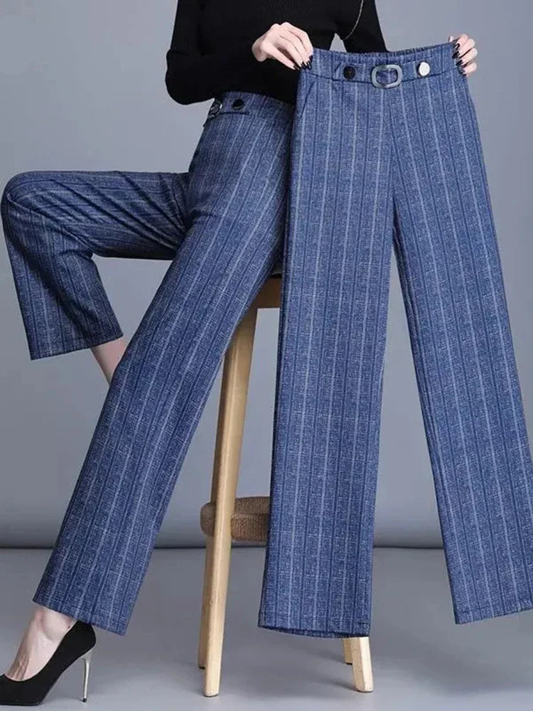 Pantalón De Talle Alto Con Piernas Anchas Para Mujer | Ideal Para Uso Diario Y Oficina