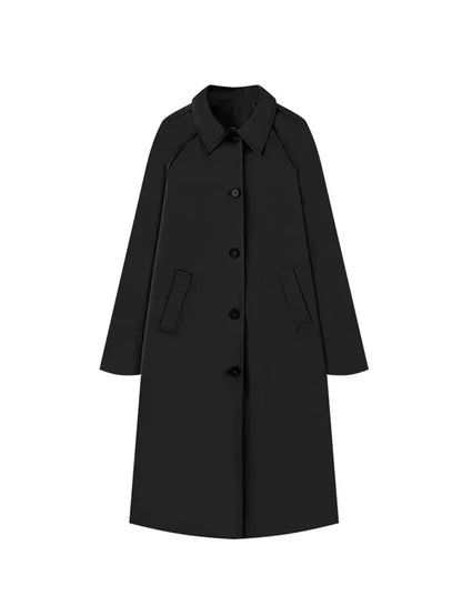 Trench Coat con Cierre Abotonado Integral y Corte Recto Oversize para Mujer | Ideal para Uso Diario