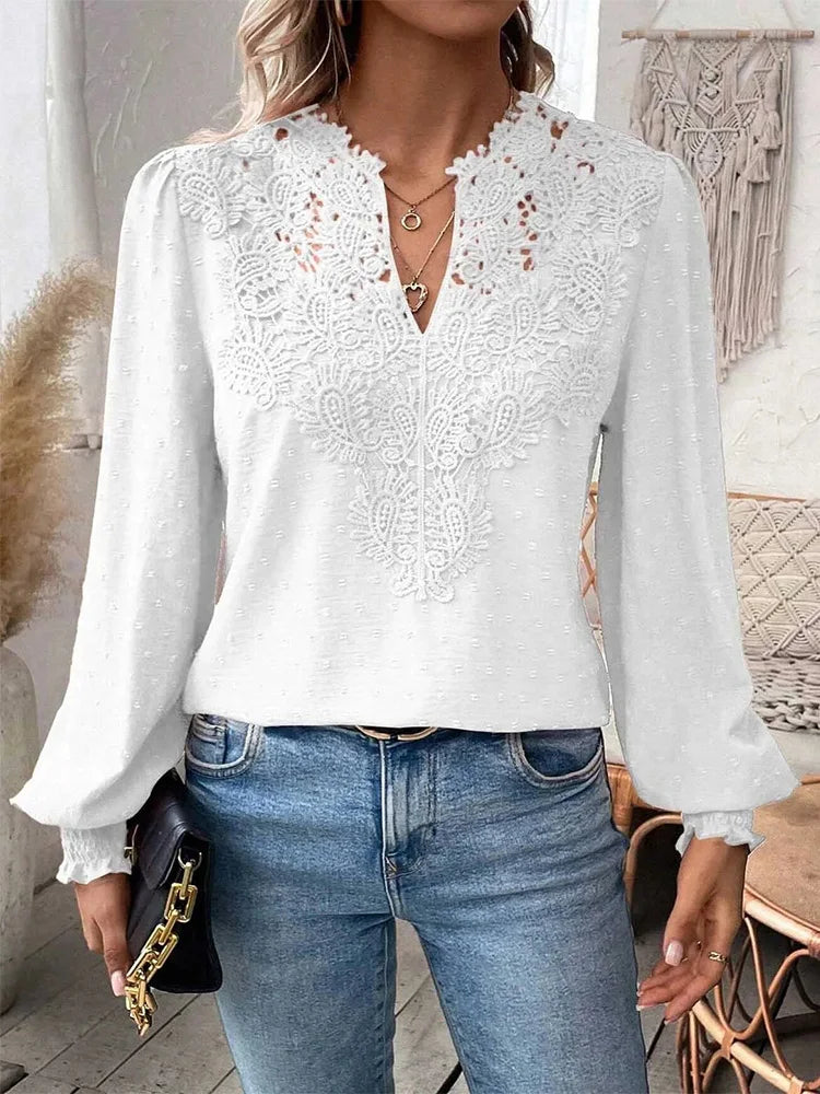 Blusa Con Cuello En V Y Mangas Ligeramente Abullonadas Para Mujer | Ideal Para Uso Diario O Eventos Formales