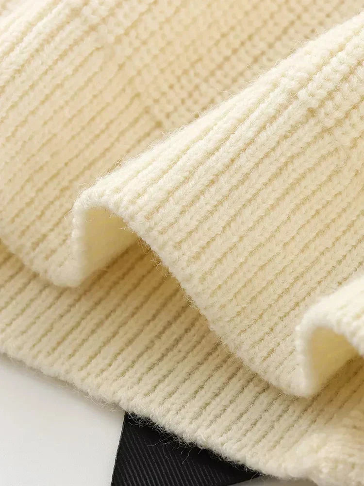 Jersey De Manga Larga Con Nudo Integrado Y Cuello Redondo Para Mujer | Ideal Para Uso Diario E Informal