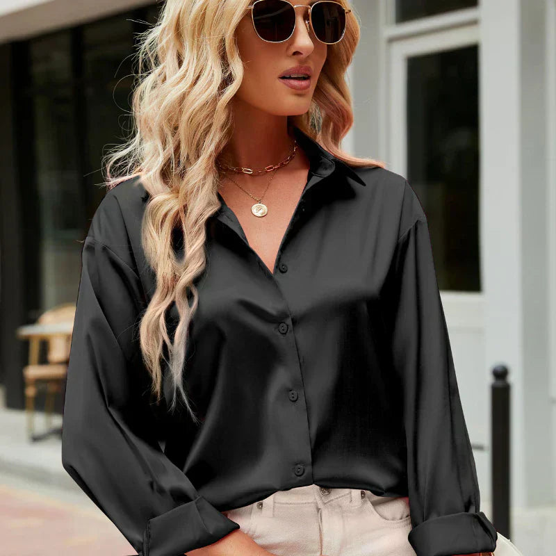 Blusa Con Corte Fluido Y Mangas Largas Para Mujer | Ideal Para Entornos Profesionales Y Salidas