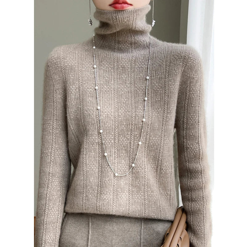 Jersey De Cuello Alto Con Diseño De Punto Para Mujer | Ideal Para Otoño E Invierno