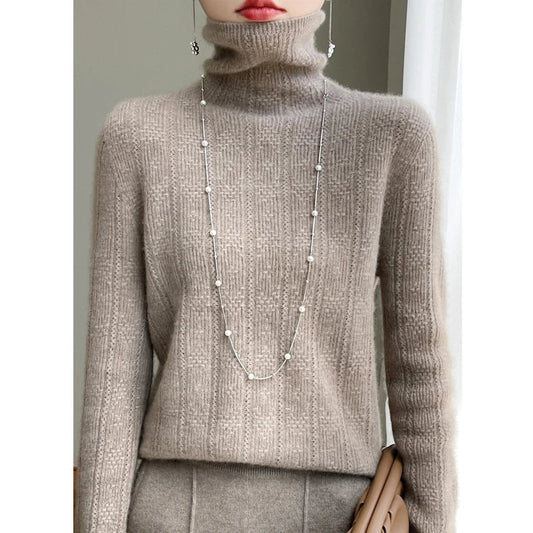 Jersey De Cuello Alto Con Diseño De Punto Para Mujer | Ideal Para Otoño E Invierno