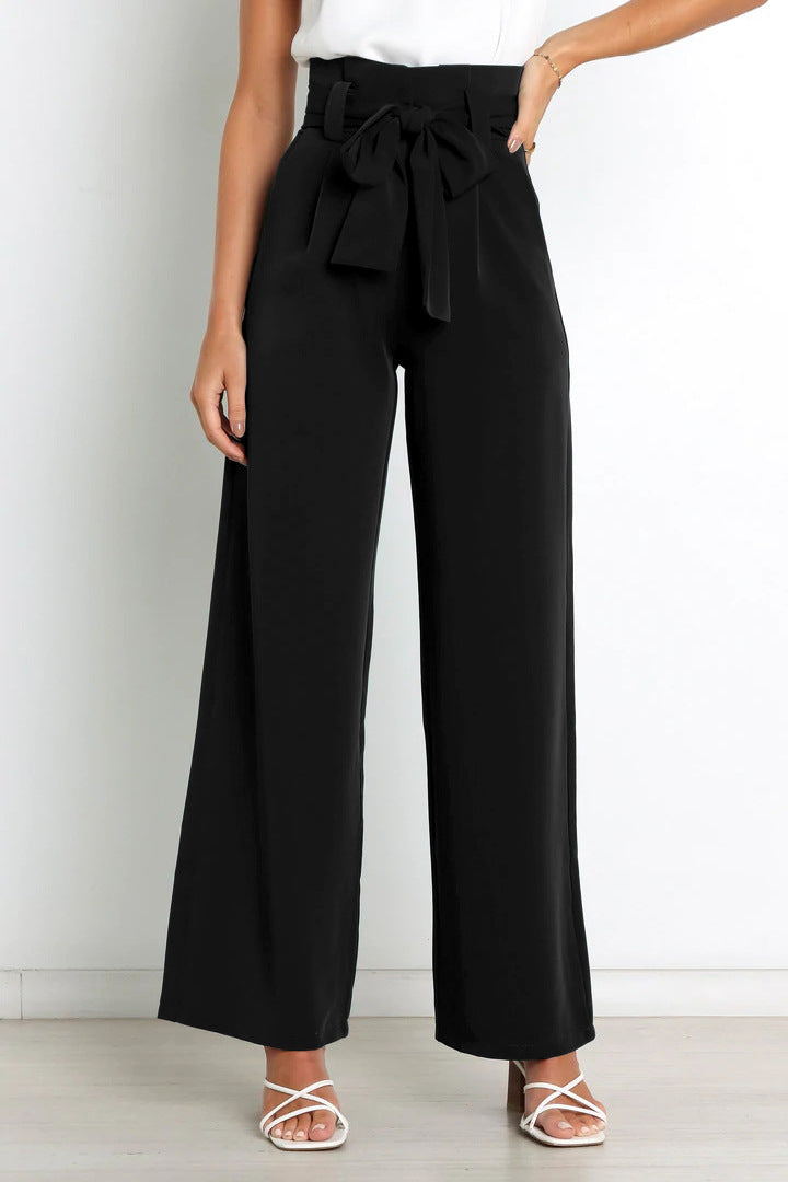 Pantalón De Talle Alto Con Piernas Anchas Y Cinturón Para Mujer | Ideal Para Uso Diario Y Profesional