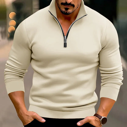 Jersey De Manga Larga Con Cuello Alto Y Cremallera Para Hombre | Ideal Para Uso Diario Y Profesional