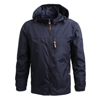 Chaqueta Ligera Con Capucha Ajustable Y Bolsillos Con Cremallera Para Hombre | Ideal Para Actividades Exteriores Y Uso Diario