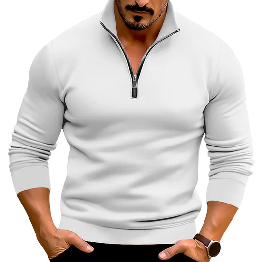 Jersey De Manga Larga Con Cuello Alto Y Cremallera Para Hombre | Ideal Para Uso Diario Y Profesional