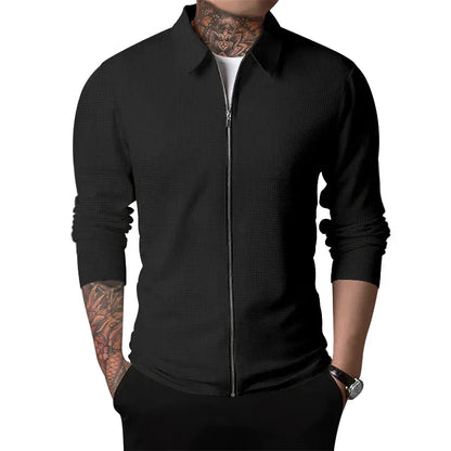 Chaqueta con Cremallera de Manga Larga y Corte Ajustado para Hombre | Ideal para Uso Diario