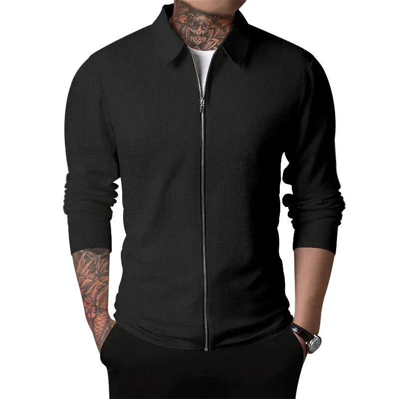 Chaqueta con Cierre de Cremallera y Cuello Estructurado para Hombre | Ideal para Uso Diario