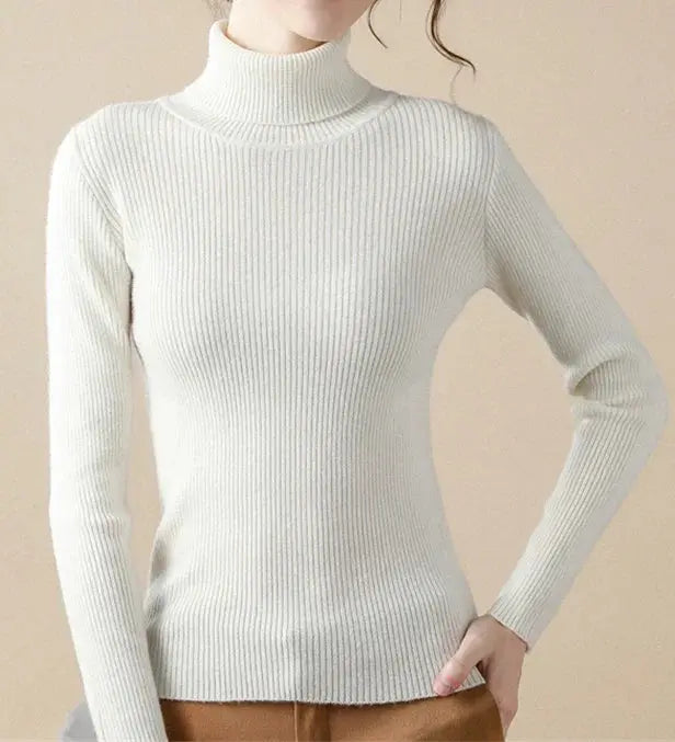 Jersey Ajustado Con Cuello Alto Y Estructura Acanalada Para Mujer | Ideal Para Uso Diario Y Formal