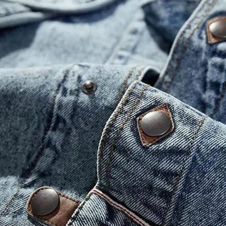 Chaqueta Vaquera Para Hombre De Corte Ajustado Con Bolsillos Funcionales | Ideal Para Uso Diario Y Actividades Informales