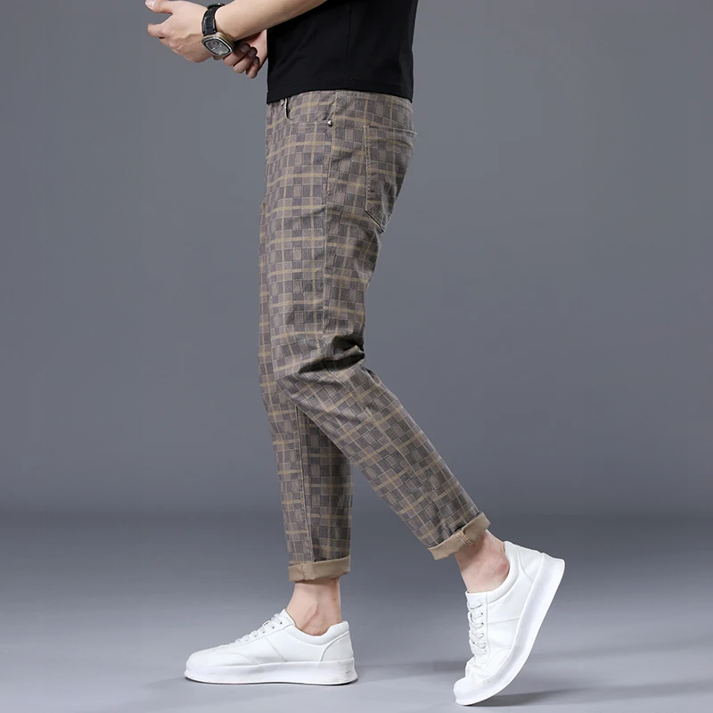 Pantalones Para Hombre Con Corte Slim Fit Y Motivo A Cuadros Para Hombre | Ideal Para Uso Diario
