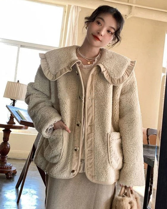 Abrigo De Invierno Con Cuello Decorativo Y Corte Suelto Para Mujer | Ideal Para Invierno