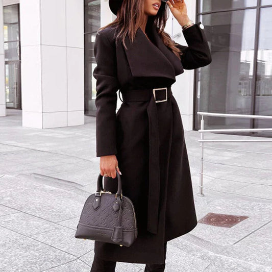 Abrigo Largo con Cinturón Ajustable para Mujer | Ideal para Invierno