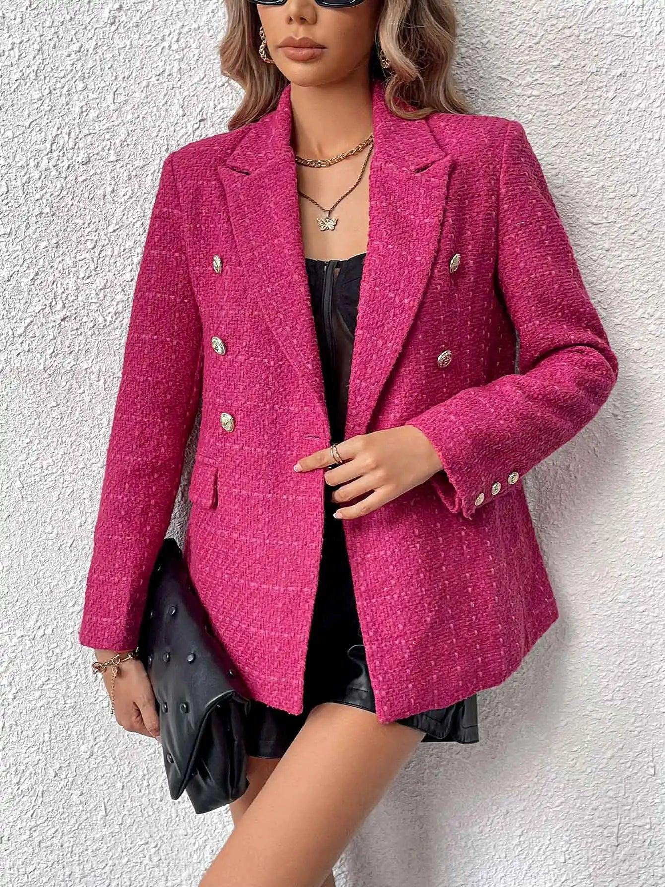 Blazer De Corte Medio Con Cuello Con Solapa Y Mangas Lanterna Para Mujer | Ideal Para Uso Profesional Y Diario