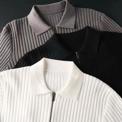 Jersey de Punto para Hombre con Rayas y Cuello Polo | Ideal para Uso Diario
