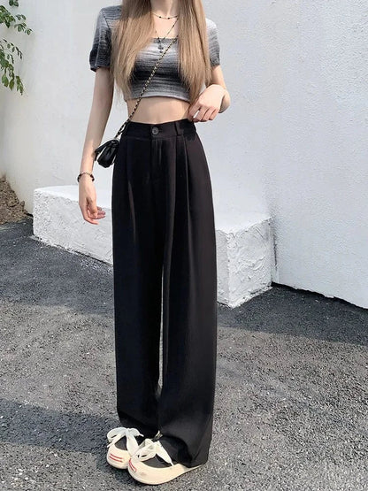 Pantalón de Talle Alto con Corte Amplio y Bolsillos Laterales para Mujer | Ideal para Uso Diario
