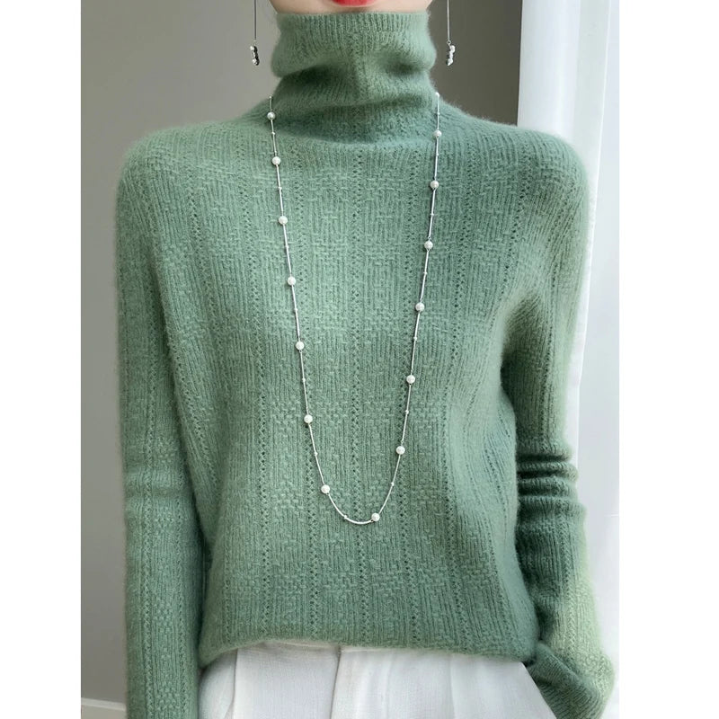 Jersey De Cuello Alto Con Diseño De Punto Para Mujer | Ideal Para Otoño E Invierno