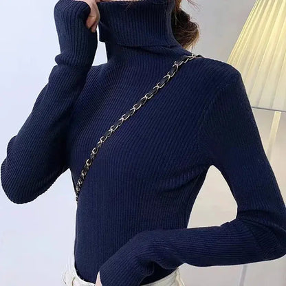 Jersey Ajustado Con Cuello Alto Y Estructura Acanalada Para Mujer | Ideal Para Uso Diario Y Formal