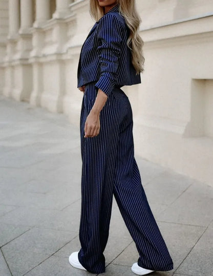 Conjunto De Blazer Corto Y Pantalón De Cintura Alta Para Adultos | Ideal Para Usos Profesionales Y Versátiles