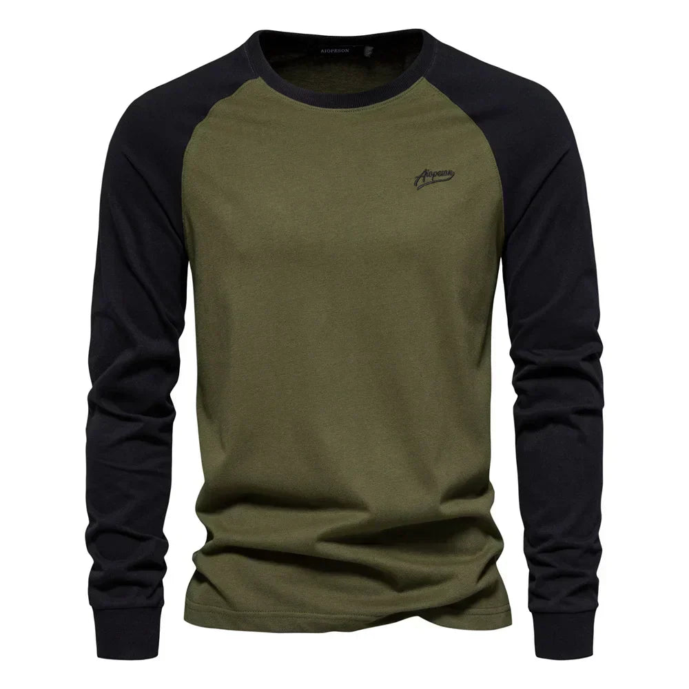 Camisa De Color Liso Con Mangas Raglán Y Cierre Abotonado Para Hombre | Ideal Para Uso Diario