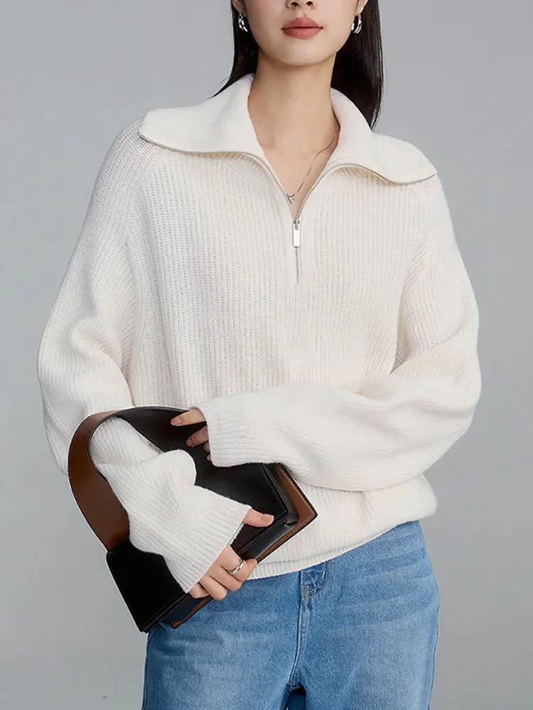 Jersey Con Cuello Alto Y Cierre De Cremallera Para Mujer | Ideal Para Otoño E Invierno