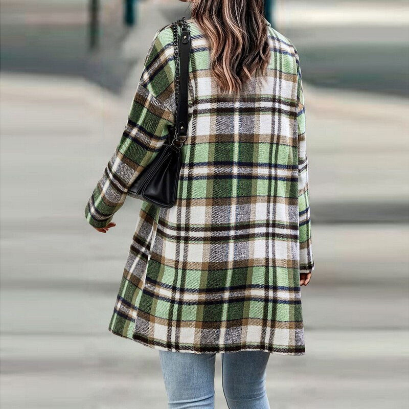 Abrigo de Media Estación con Cierre de Botones para Mujer | Ideal para Otoño y Actividades Urbanas