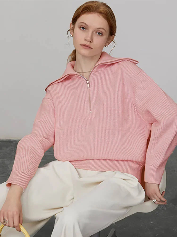 Jersey Con Cuello Alto Y Cierre De Cremallera Para Mujer | Ideal Para Otoño E Invierno