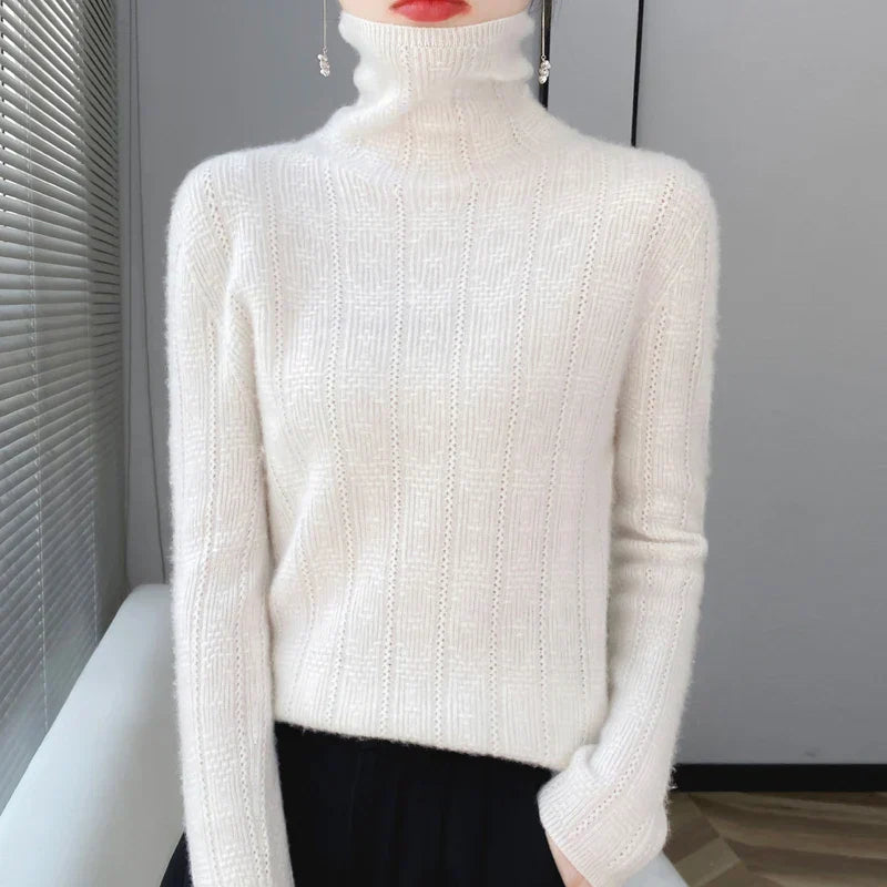Jersey De Cuello Alto Con Diseño De Punto Para Mujer | Ideal Para Otoño E Invierno