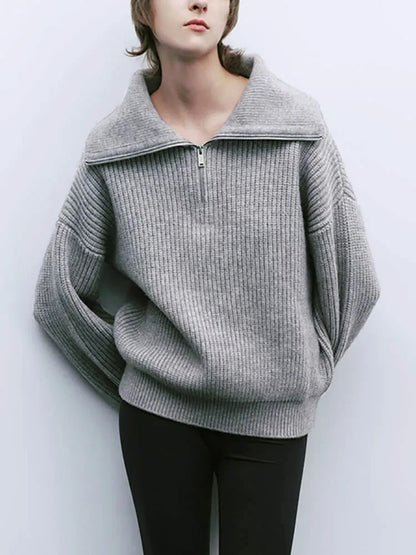 Jersey Con Cuello Alto Y Cierre De Cremallera Para Mujer | Ideal Para Otoño E Invierno