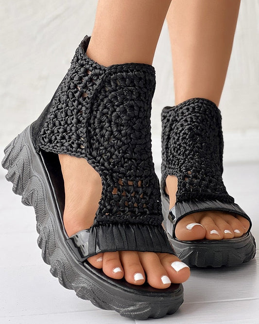 Sandalias con Tacón Compensado y Diseño Abierto para Mujer | Ideales para Uso Diario en Temporadas Cálidas