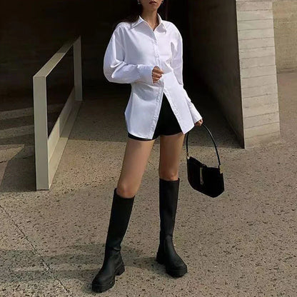 Blusa Oversize Con Cuello De Camisa Y Nudo Para Mujer | Ideal Para Uso Diario O Profesional