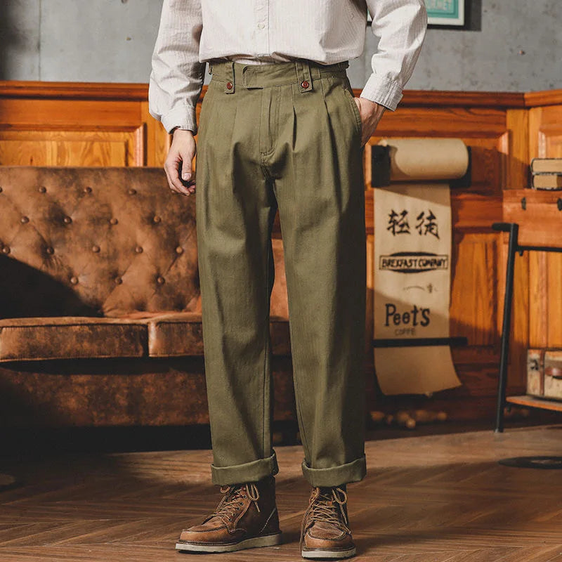 Pantalón Casual de Corte Recto con Pliegue Frontal y Bolsillos para Hombre | Ideal para Uso Diario