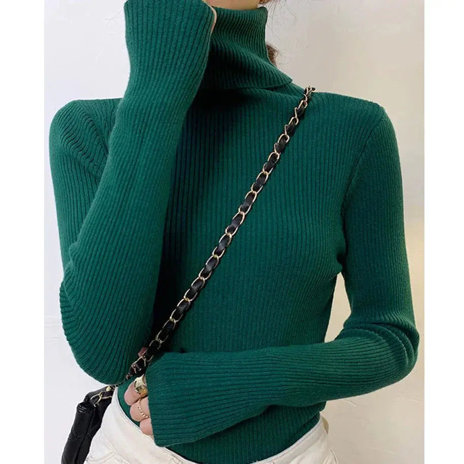 Jersey Ajustado Con Cuello Alto Y Estructura Acanalada Para Mujer | Ideal Para Uso Diario Y Formal