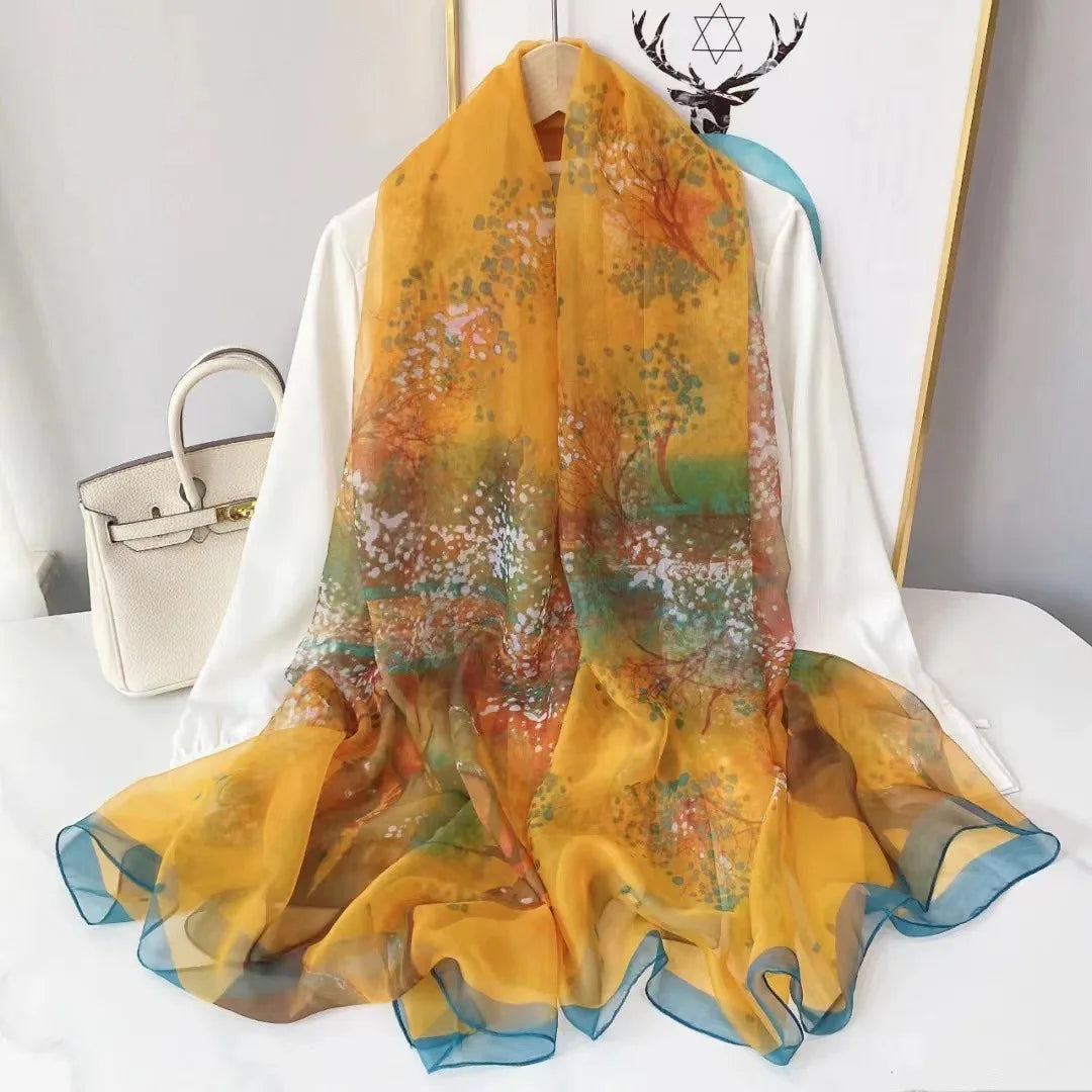 Pañuelo Largo con Estampado Paisajístico para Mujer | Ideal para Otoño e Invierno