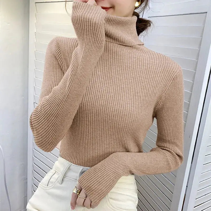 Jersey Ajustado Con Cuello Alto Y Estructura Acanalada Para Mujer | Ideal Para Uso Diario Y Formal