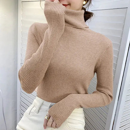 Jersey Ajustado Con Cuello Alto Y Estructura Acanalada Para Mujer | Ideal Para Uso Diario Y Formal