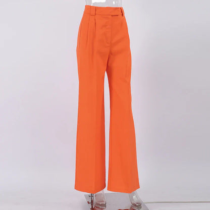 Pantalón De Cintura Alta Con Piernas Anchas Y Pliegues Para Mujer | Ideal Para Uso Diario