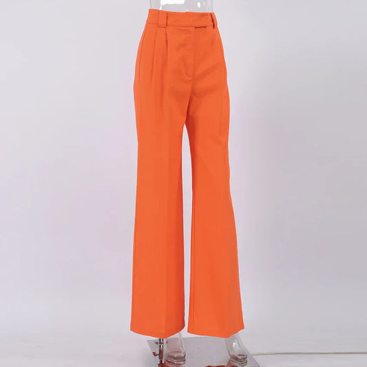 Pantalón De Cintura Alta Con Piernas Anchas Y Pliegues Para Mujer | Ideal Para Uso Diario