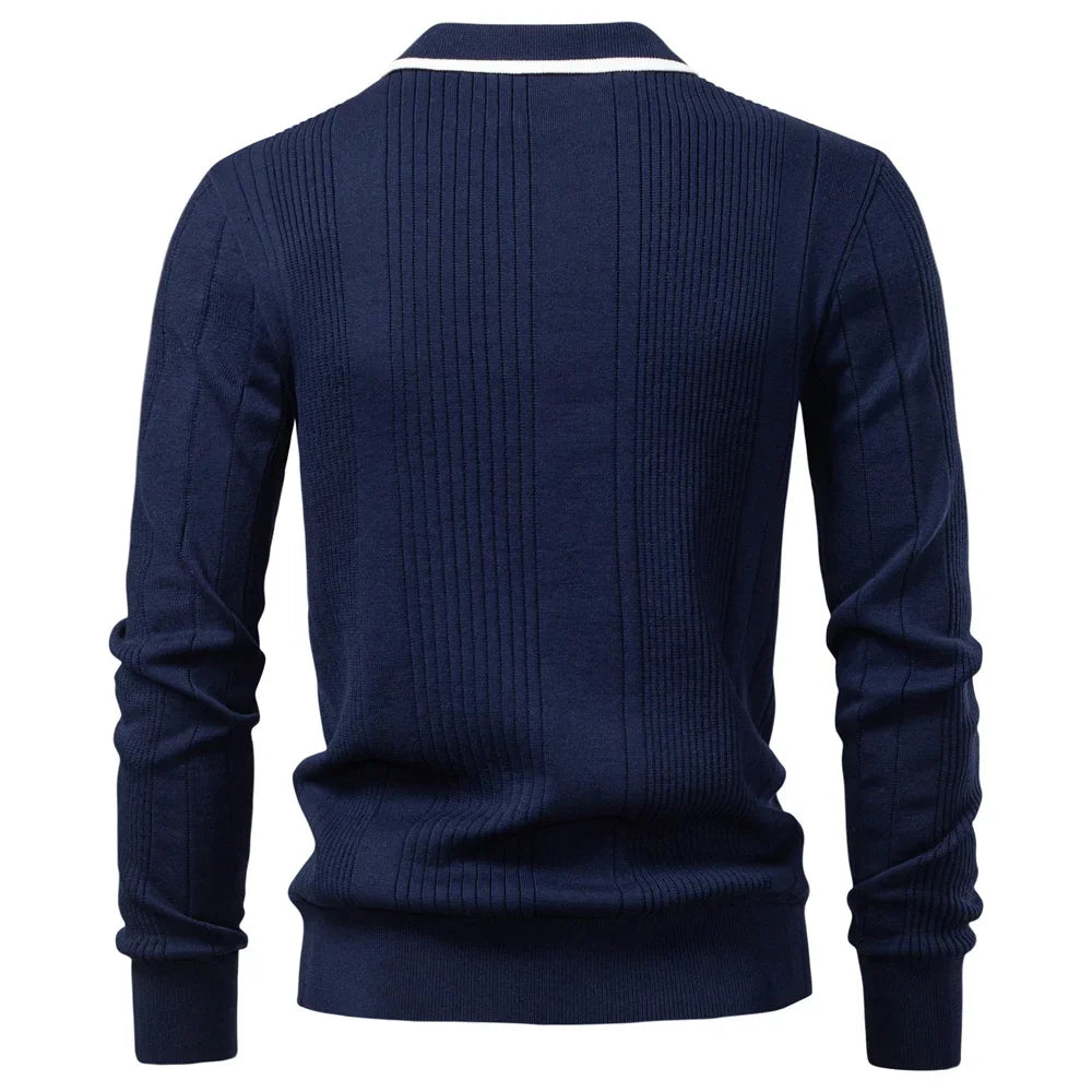 Polo de Manga Larga con Textura Acanalada para Hombre | Ideal para Uso Diario