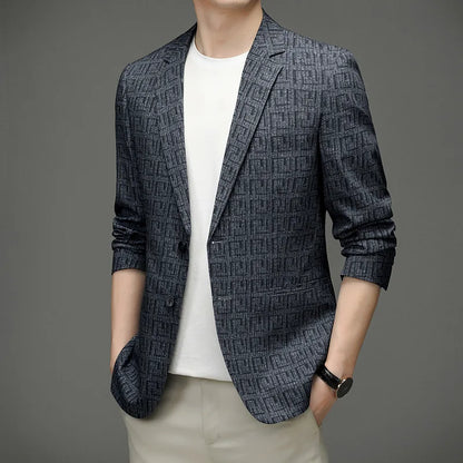 Blazer Con Motivo Geométrico Y Corte Estándar Para Hombre | Ideal Para Usos Formales Y Semi-Formales