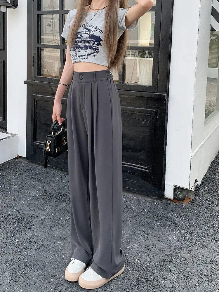 Pantalón de Talle Alto con Corte Amplio y Bolsillos Laterales para Mujer | Ideal para Uso Diario