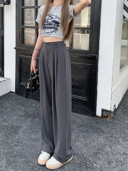 Pantalón de Talle Alto con Corte Amplio y Bolsillos Laterales para Mujer | Ideal para Uso Diario