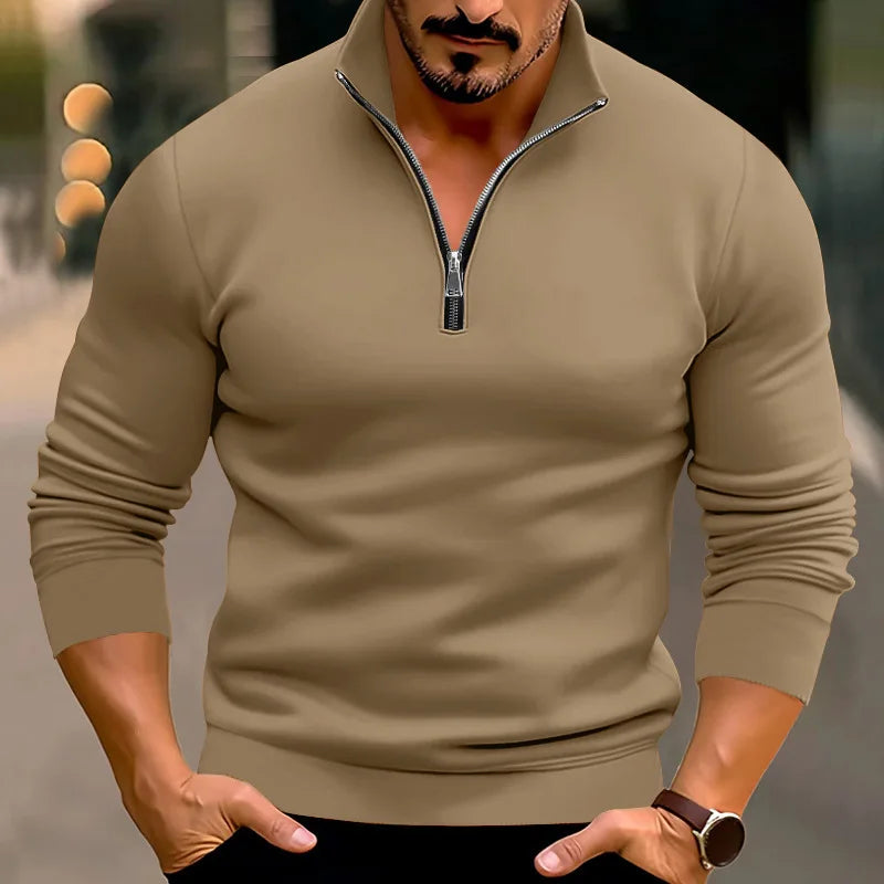 Jersey De Manga Larga Con Cuello Alto Y Cremallera Para Hombre | Ideal Para Uso Diario Y Profesional