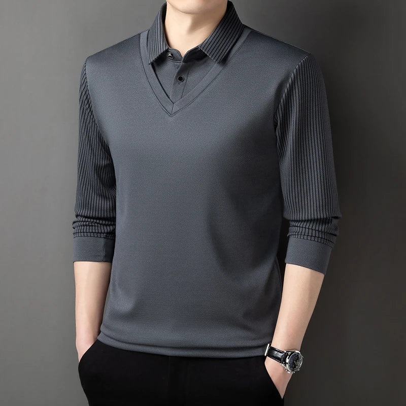 Jersey De Manga Larga Con Efecto Superpuesto Para Hombre | Ideal Para Uso Profesional Y Diario